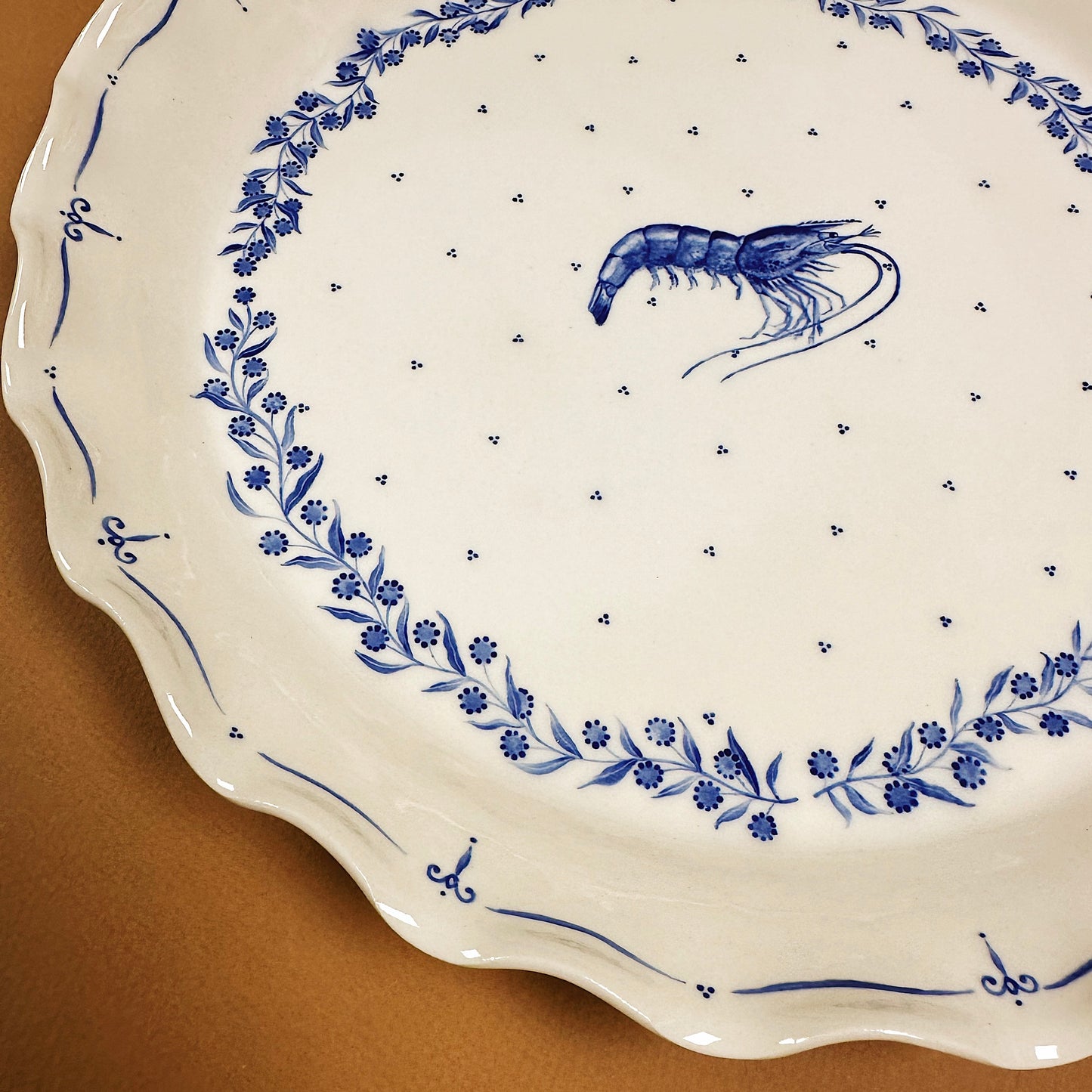HAND-PAINTED SHRIMP HEIRLOOM PLATTER