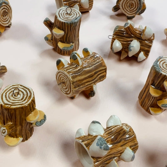 MUSHROOM LOG ORNAMENT