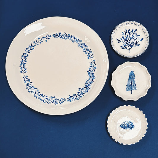 HAND-PAINTED HEIRLOOM PLATTER & WALL PLATES