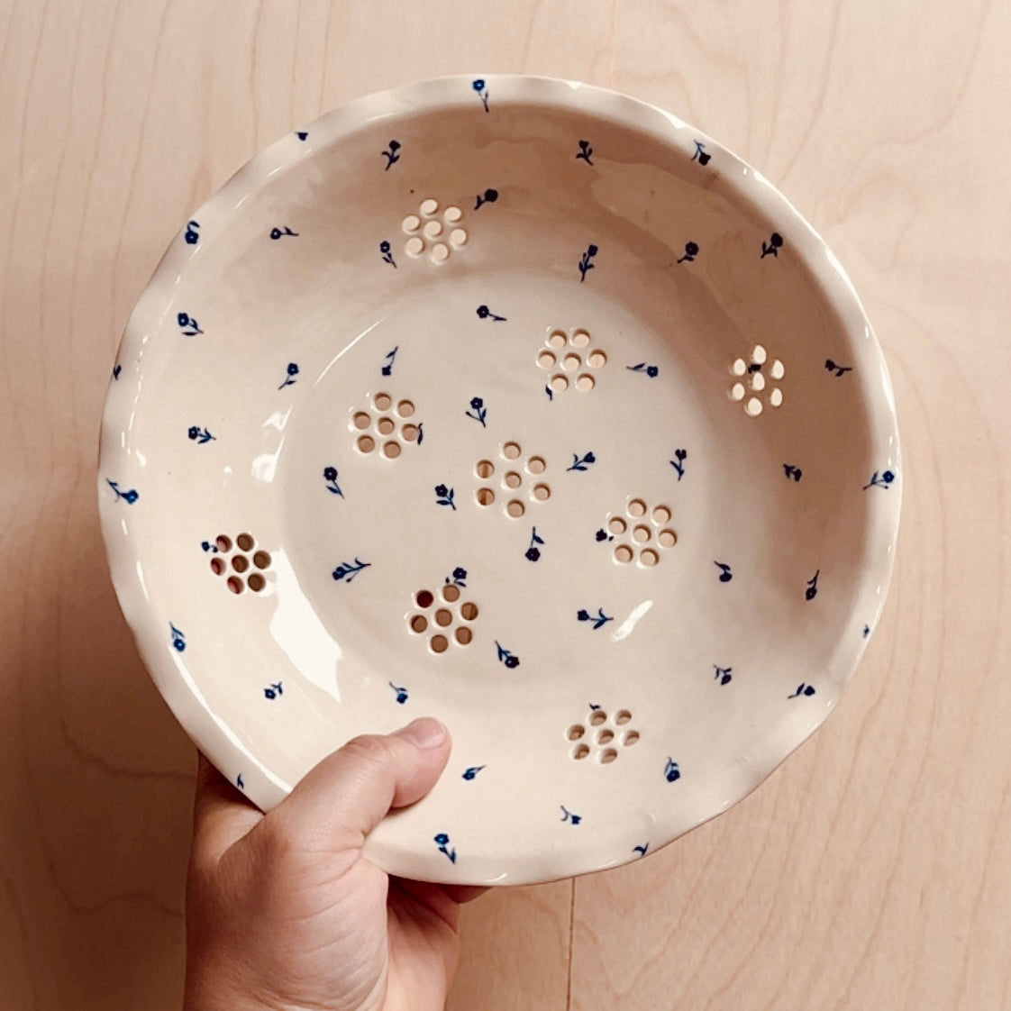 HAND-PAINTED HEIRLOOM FLOWER COLANDER