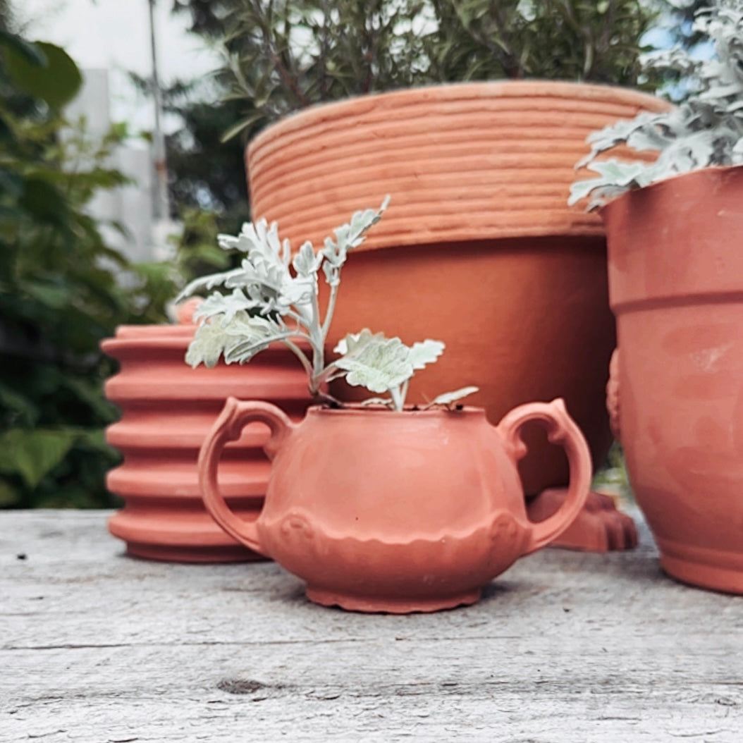 HANDMADE ENGLISH DOUBLE HANDLED TERRACOTTA POT