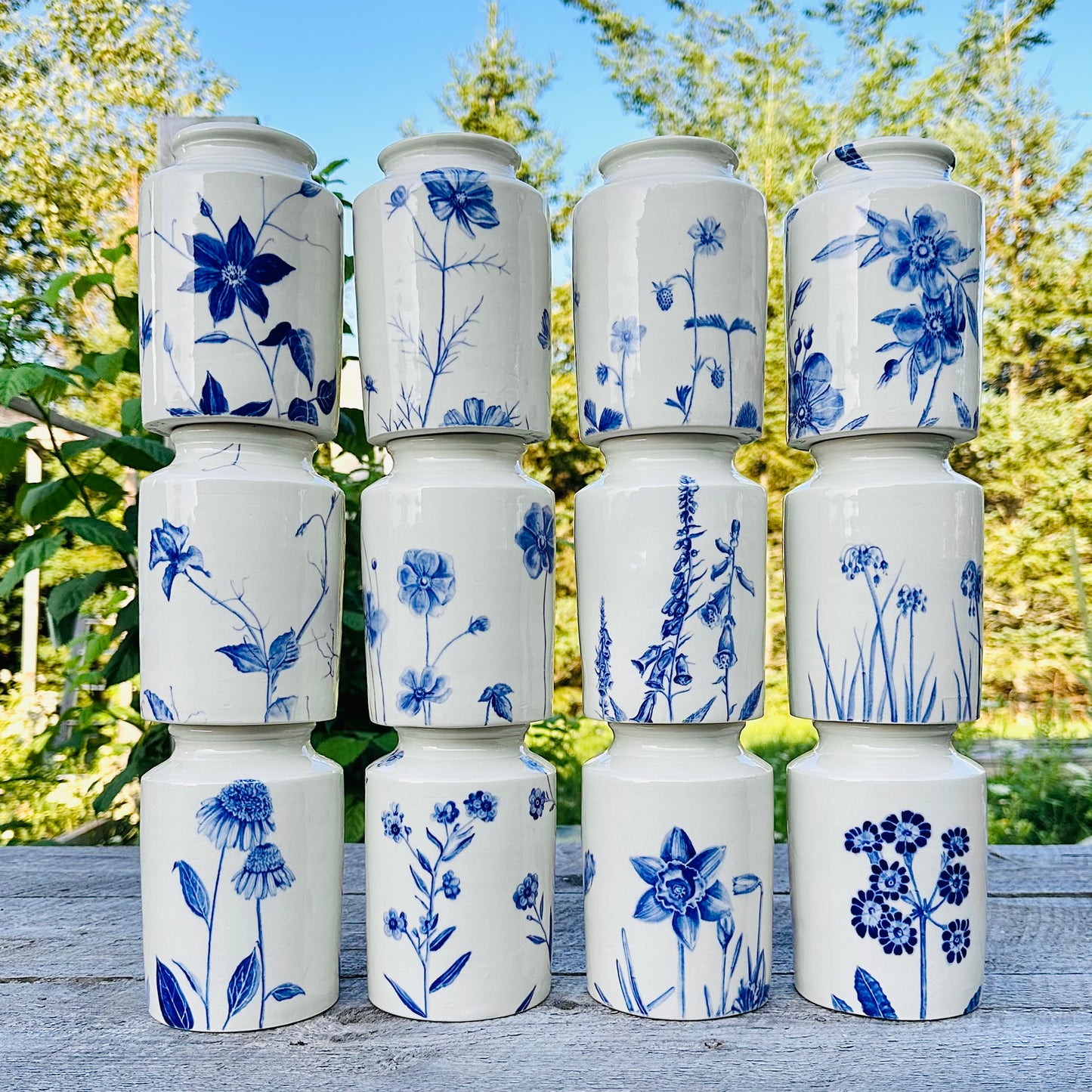 ORIGINAL HAND-PAINTED FLOWER CROCKS -SERIES OF 12