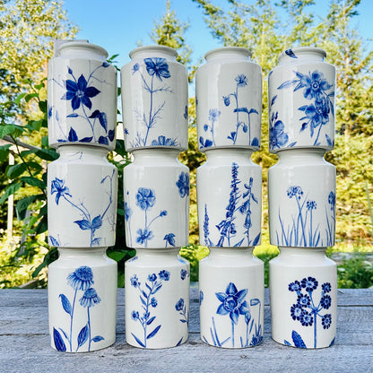 ORIGINAL HAND-PAINTED FLOWER CROCKS -SERIES OF 12