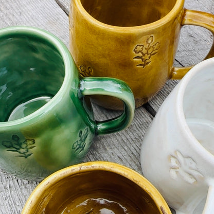 BLOCKPRINT FLOWER MUGS