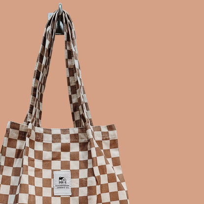 CHECKERED TOTE BAG - SUGARHOUSE CERAMIC CO.